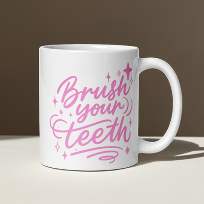 Brush Your Teeth Mug – Sparkly Pink