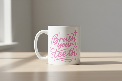 Brush Your Teeth Mug – Sparkly Pink